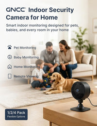 GNCC GC3 2-Pack Indoor Security Camera 1080P, CCTV Cameras for Home/Pet/Baby, Fixed Lens, Night Vision, 2 Way Audio, Motion/Sound Detection, APP Control,Works with Alexa & Google Home, 2.4GHz WiFi