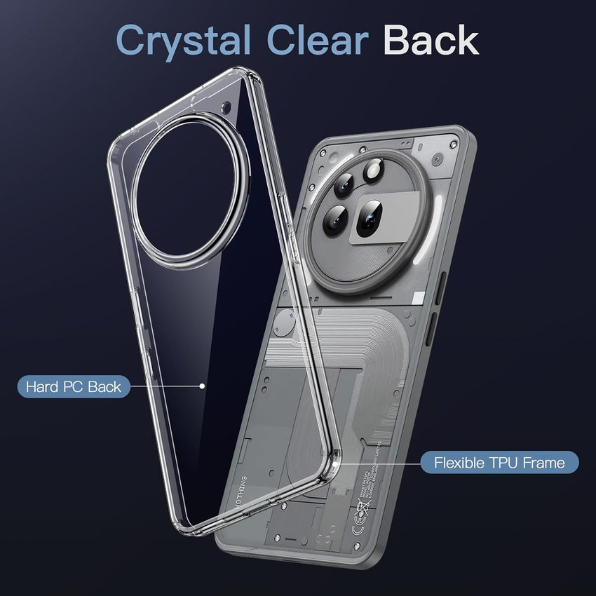 JETech Case for Nothing Phone 3a Pro, Clear Shockproof Bumper Cover, Anti-Scratch Hard Back, Protective Slim Fit, Non-Yellowing, Durable Transparent TPU for Drop Protection (Clear)