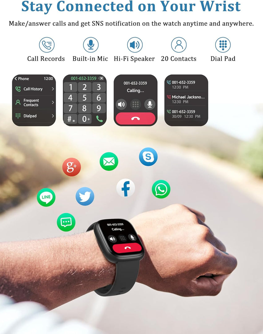 LODIMEKE Smart Watch, Alexa Built-in, Answer/Make Calls 44mm Smartwatch Women Men, 1.83" Sports Watch IP68 Waterproof, Heart Rate SpO2 Sleep Stress Monitor, Step Counter Watch for Android & iOS Phone