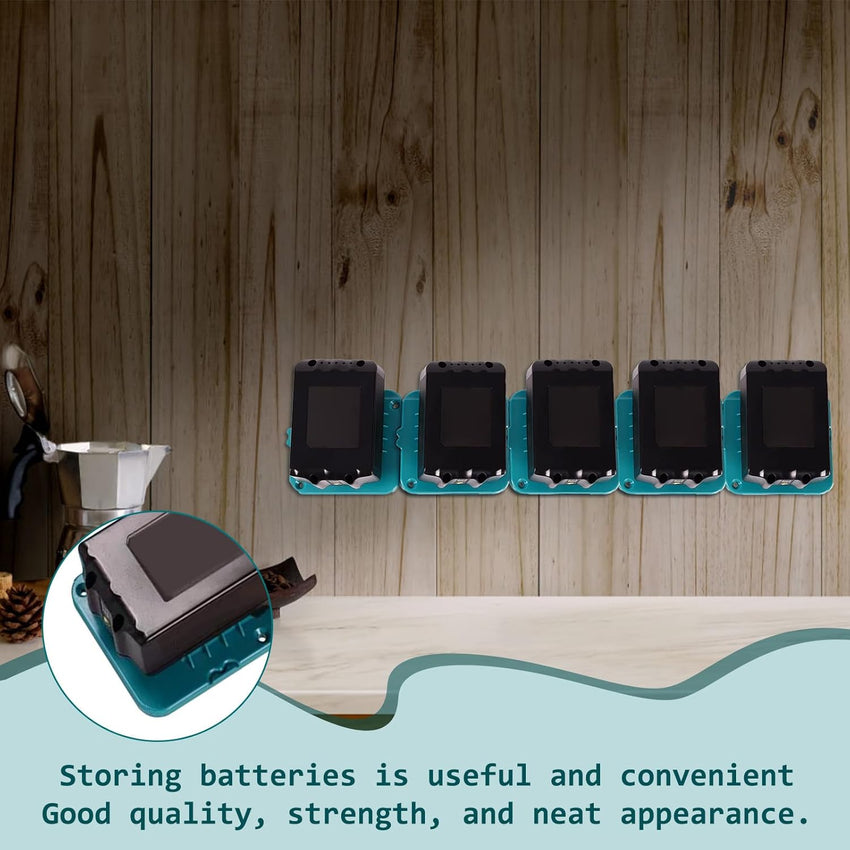 5 Pack Battery Holder for Makita 18V Batteries Wall Mount Dock Organizer for BL1860 BL1850 BL1840 BL1830 (Includes 10 Screws No Battery)