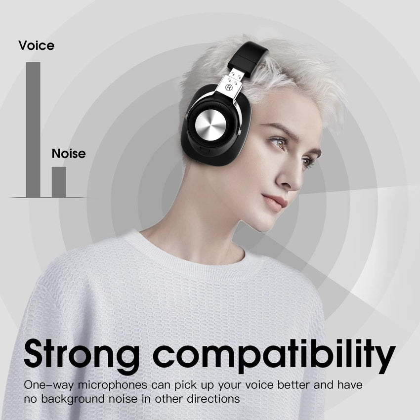 Venker Headsets with Microphone, Noise Cancelling with Metal Material Premium Leather Earmuffs, 3.55mm & USB/Type C with Volume Control, for Call Center, Skype Webinar Business, Gaming, Teaching, etc