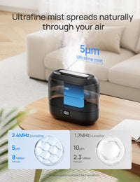 DREO Smart Humidifier for Bedroom Baby, 4L Cool Mist Humidifiers for Home, 28dB Quiet Humidifier, LED Display, Humidity Sensor, Oil Diffuser, 36H Runtime, Nightlight, Top Fill, Touch/APP/Voice Control