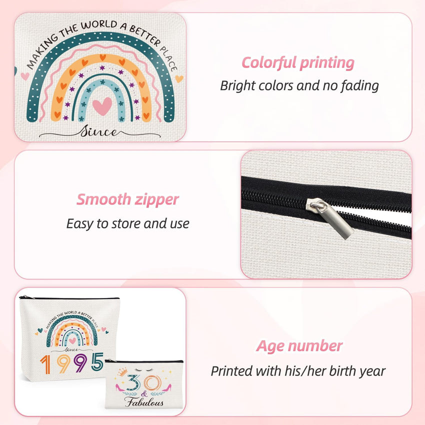 61st Birthday Cosmetic Bags 2pc Rainbow Makeup Pouches â Multi