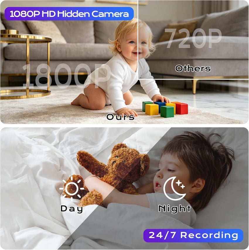 Mini WiFi Camera 1080p Night Vision AI Motion Detection Two-Way Audio 150°