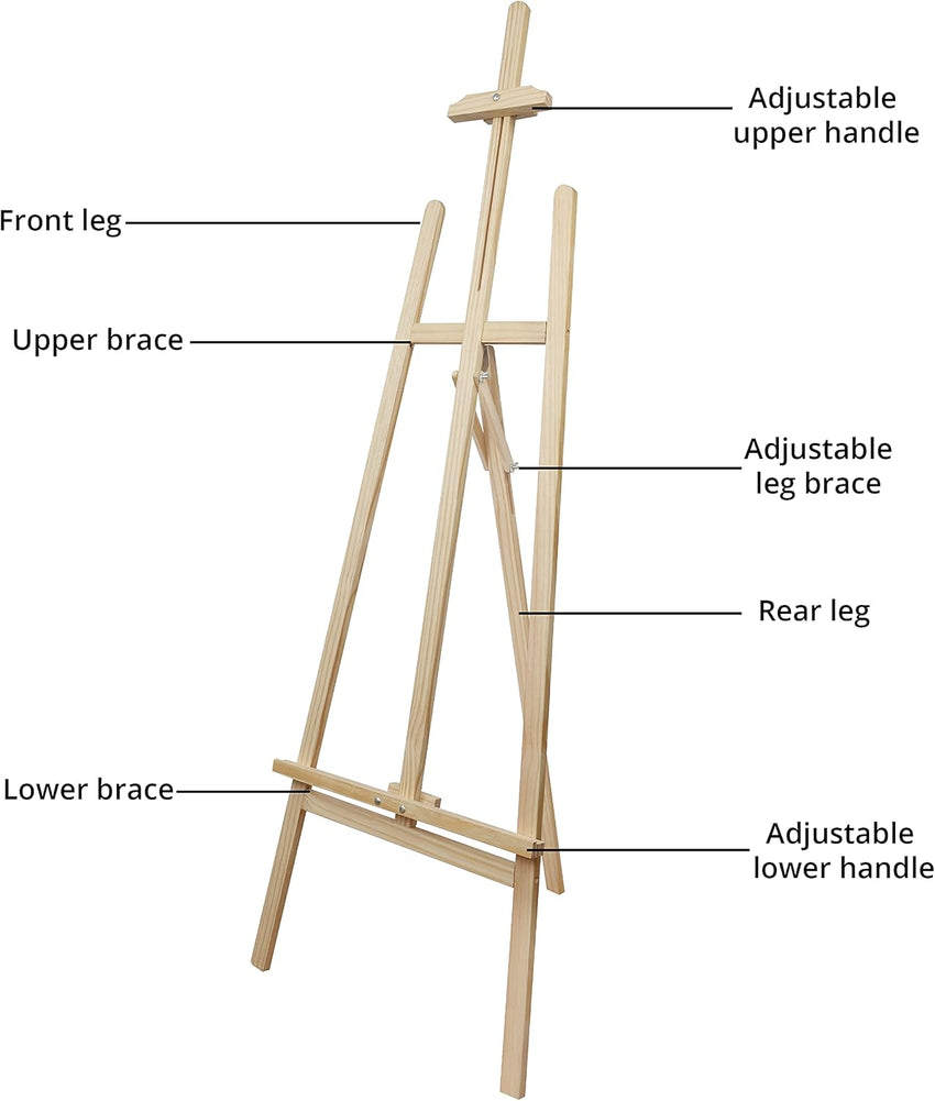 Belle Vous Wooden A-Frame Studio Easel - 1.59m / 5.22ft - Artist Easel - Adjustable/Foldable Tripod - Canvas/Painting Holder for Displays, Exhibition, Drawing, Sketching, Weddings, Arts and Craft