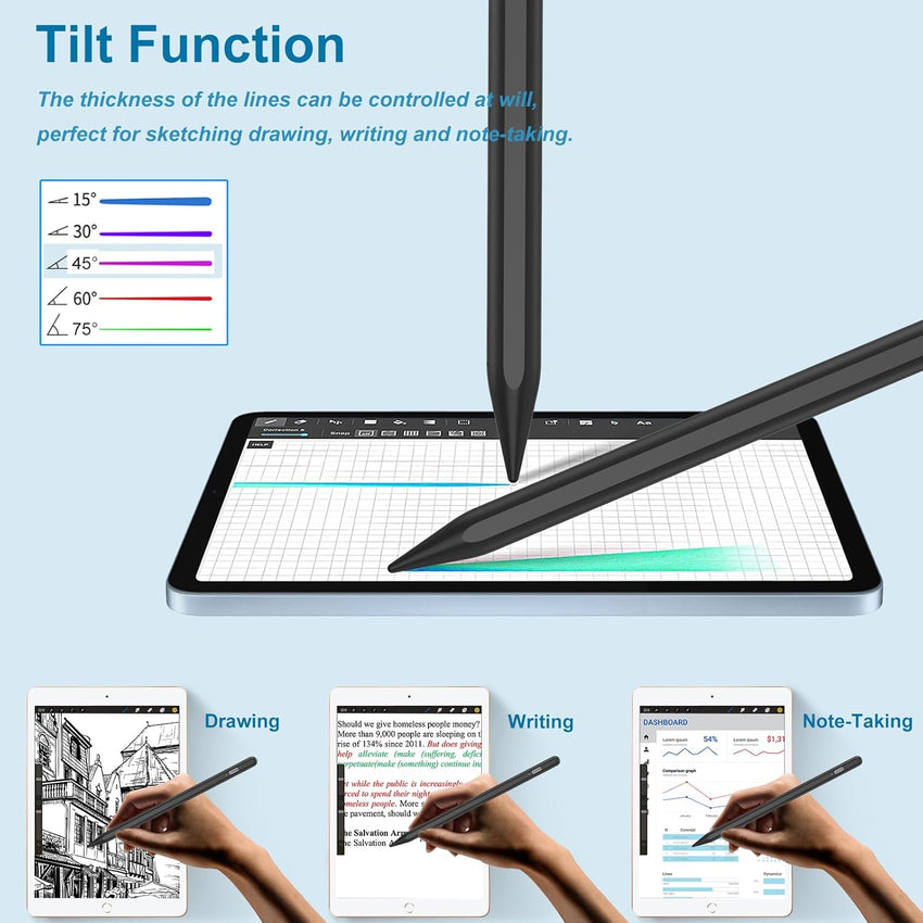 TQQ Pencil for iPad (2018-2025), Pixel-Perfect Precision, Tilt Sensitivity & 2X Faster Charge, Compatible Apple iPad 11/10/9/8/7/6th Gen, Pro 12.9/11/13 Inch M4, Air 3/4/5/M2/M3, Mini 5/6