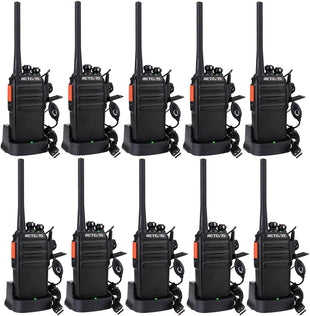 Retevis RT24 Walkie Talkies for Adults, Professional Two Way Radio, PMR446 Long Range License Free, 2 Way Radios Walkie Talkie with Earpieces for Commercial, School (Black,10 Pack)