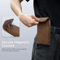 INGIDO Holster for iPhone 16 Pro Max 15 Pro Max 14 Pro Max 13 Pro Max 12 Pro Max 16 Plus 15 Plus 14 Plus, Premium Leather Pouch with Belt Clip Phone Holster Belt Case, Light Brown -L