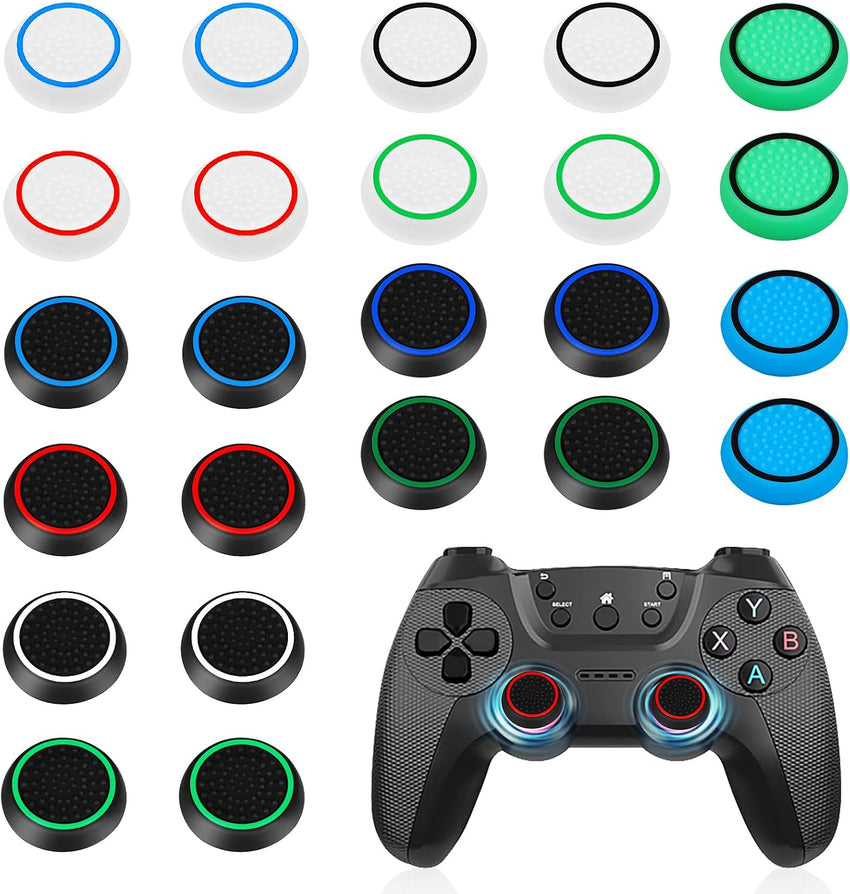 AXFEE 24PCS Thumb Grips Compatible with PS5&PS4 Controller, Silicone Non-slip Thumb Cap, Joystick Controller Protection, Thumbstick Caps Compatible for PS5/4/XBOX ONE/XBOX 360/XBOX SERIES X/SWITCH PRO