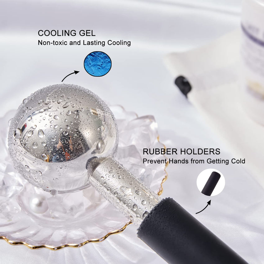Pfefe Ice Globes for Face & Eyes, Unbreakable Stainless Steel Cryo Sticks for Beauty Routines, Facials Cold Roller Cooling Globes for Puffiness, Wrinkles, Dark Circles, Headaches