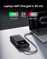 INIU Power Bank, 65W 20000mAh Fast Charging Portable Charger for Laptops and Phones with USB C Input & Output for iPhone 16 15 14 13 12 Pro Max Samsung S23 Ultra iPad Tablet Steam Deck etc