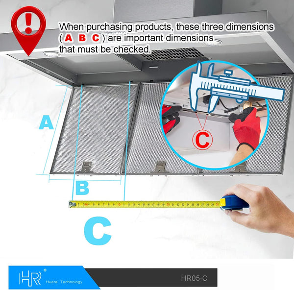 Cooker Hood Filter Replacement 300X240mm, 4-Layer Aluminum Mesh Hood Vent Filter, HR Huare Technology Aluminum Range Hood Grease Filters,2Pack