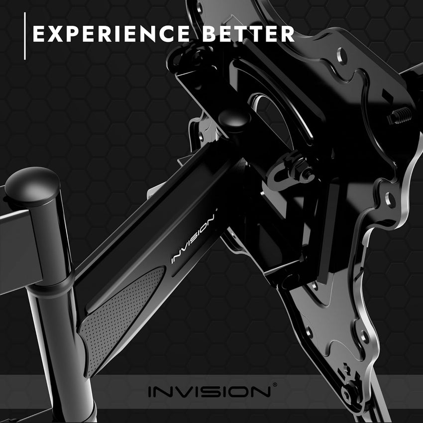 Invision TV Wall Bracket Mount for 24-60 Inch Screens, VESA 100x100mm up to 400x400mm, Tilts Swivels & Extends for Flat & Curved TVs, Includes Spirit Level, Weight Capacity 36.2kg (HDTV-E)