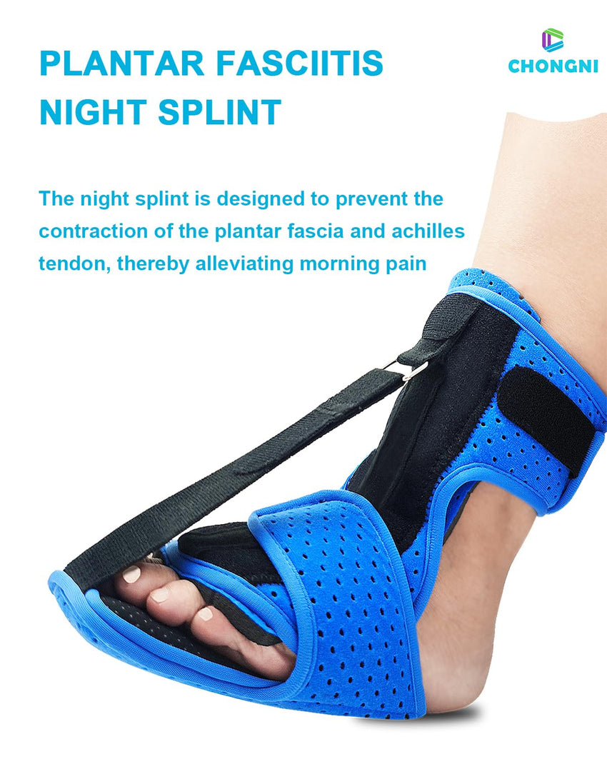 CHONGNI Plantar Fasciitis Night Splints: Upgrade Adjustable Breathable Night Splints for Plantar Fasciitis Support with Arch Support, Relief Achilles Tendonitis Foot Drop Heel Pain, Day&Night (Blue)