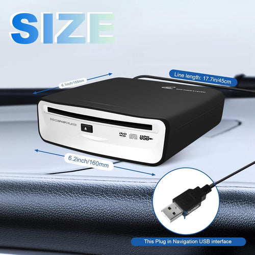 zilitol 505966 USB 2.0 Interface Car Radio CD/DVD Dish Box Player External Stereo for Android, Black