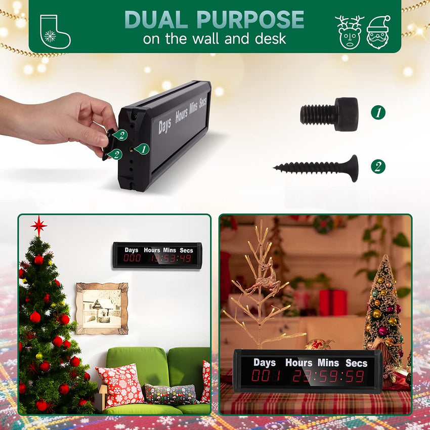 Spolehli Days Countdown Clock, Yearly Countdown Clocks Up to 999 Days with Hours Minutes Seconds for Retirement Christmas Wedding, Remote Control Led Countdown/Timing Up Timer Wall Clock (1.0'')