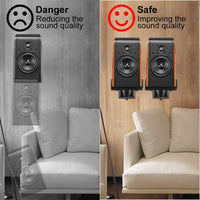 suptek Dual Side Clamping Bookshelf Speaker Wall Mounting Bracket Adjustable for Large Surrounding Sound Speakers, Hold up to 30kgs Each Black SPM201XL (2 Packs)