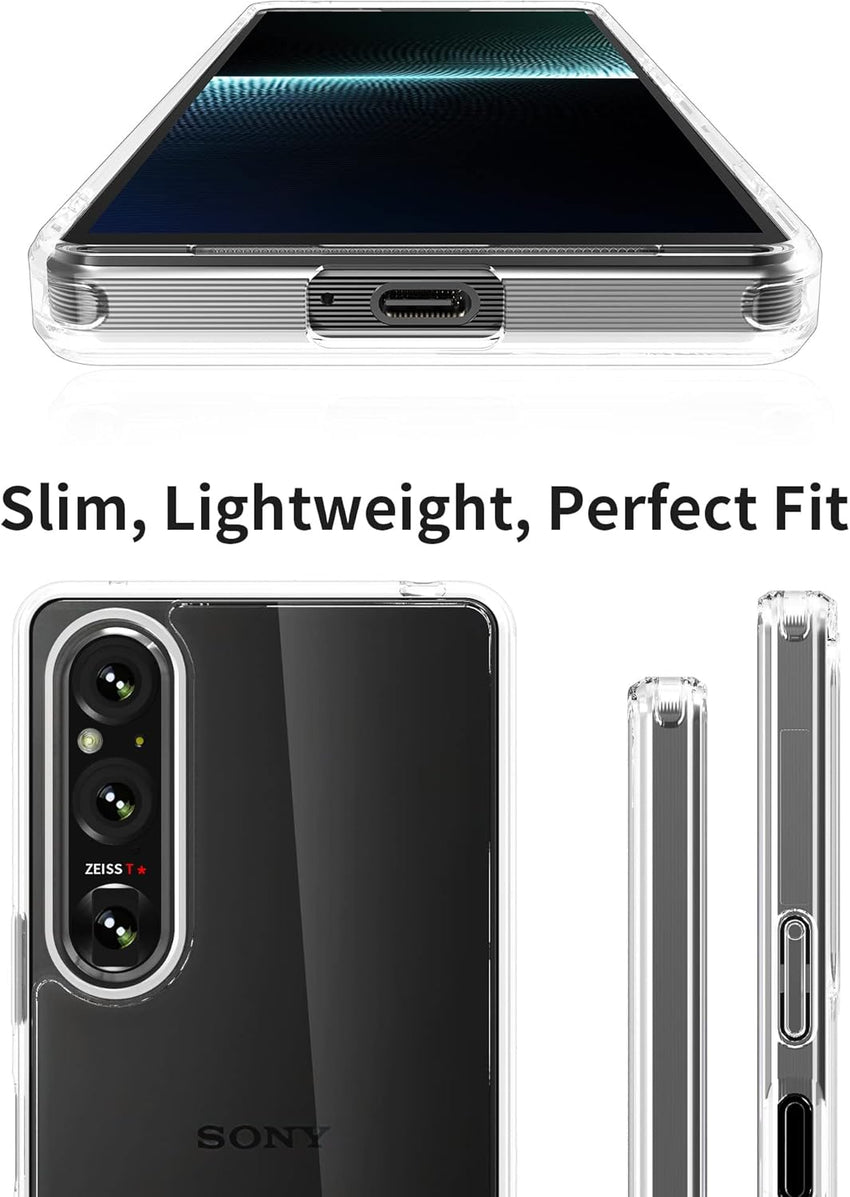 Foluu Case for Sony Xperia 1 V 2023, Hard PC Back & Soft TPU Bumper Protective Shockproof Scratch Resistant Case for Sony Xperia 1 V 2023 Clear