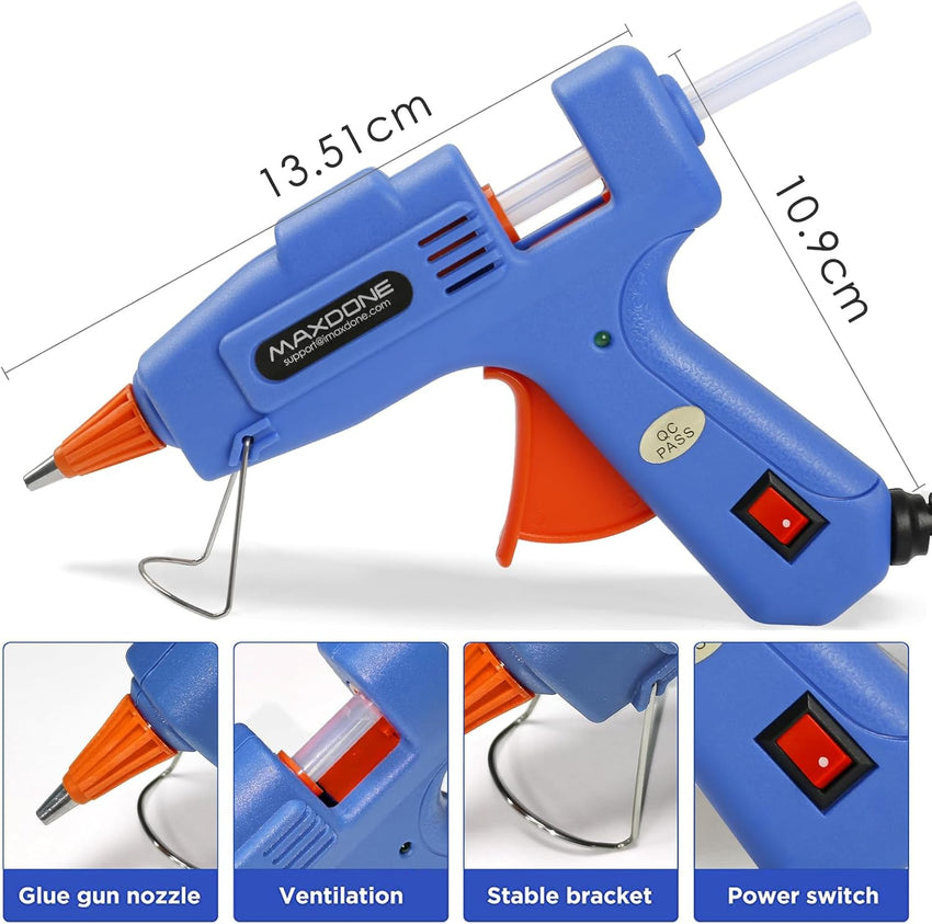Hot Glue Gun Mini Glue Gun NO GLUE STICKS, 20W Hot Glue Gun Blue Fast Heating for DIY Craft Projects and Home Quick Repairs