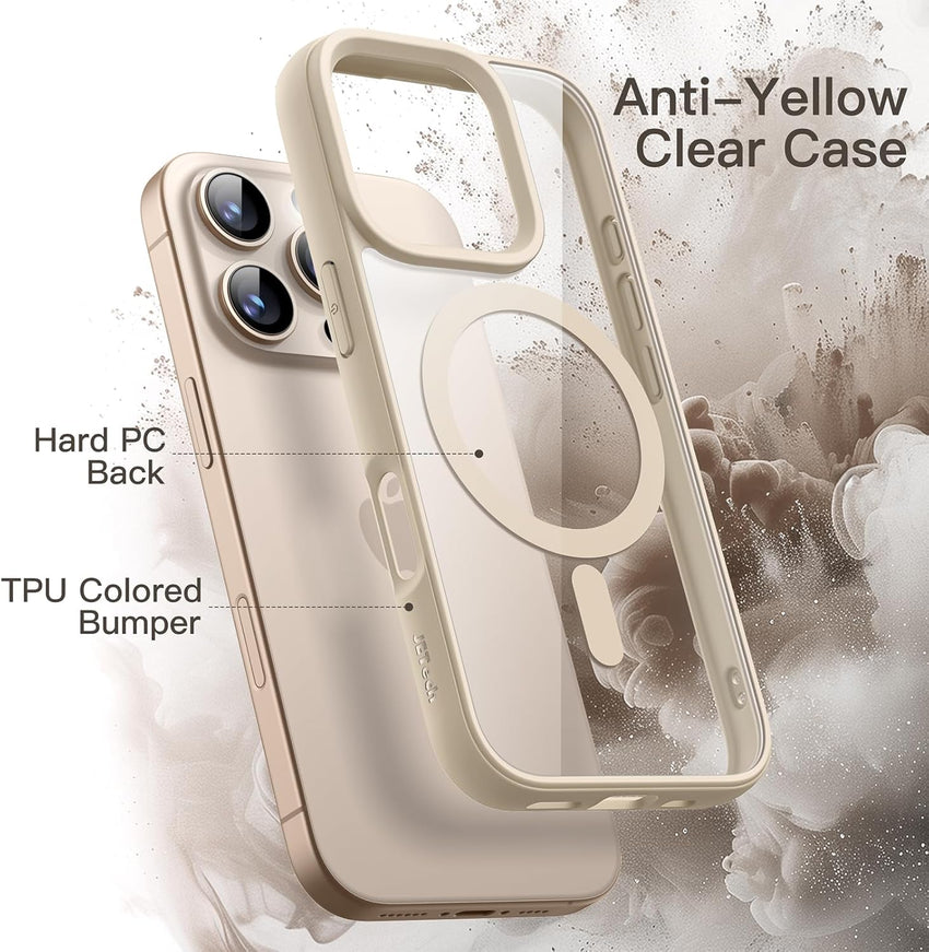 JETech Magnetic Case for iPhone 16 Pro Max, Desert Titanium