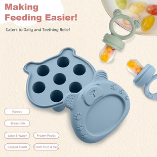 Baby Fruit Feeder with Teething Dummy & Breast Milk Freezer Mold â Blue/Green 3 Pack