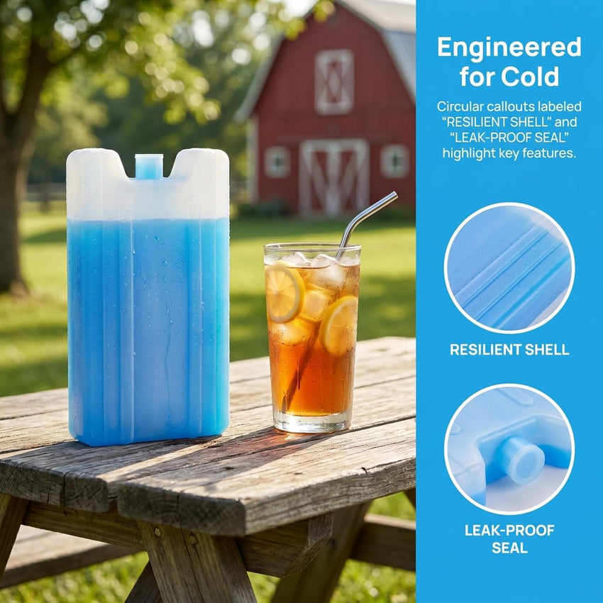 Reusable Pre-filled Ice Packs for Coolers & Lunch Boxes 400ml 4-Pack