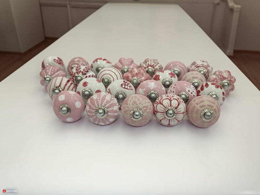 Ceramic Dresser Knobs Assorted Multicolour Decorative Pull Handles Pack of 23