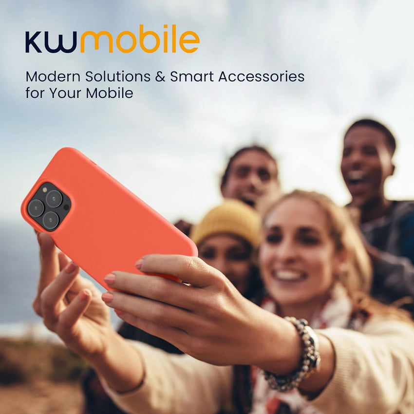 kwmobile Case for iPhone 14 Pro Max Case - Slim Soft TPU Silicone Cover - Works with Wireless Charging - Vivid Coral