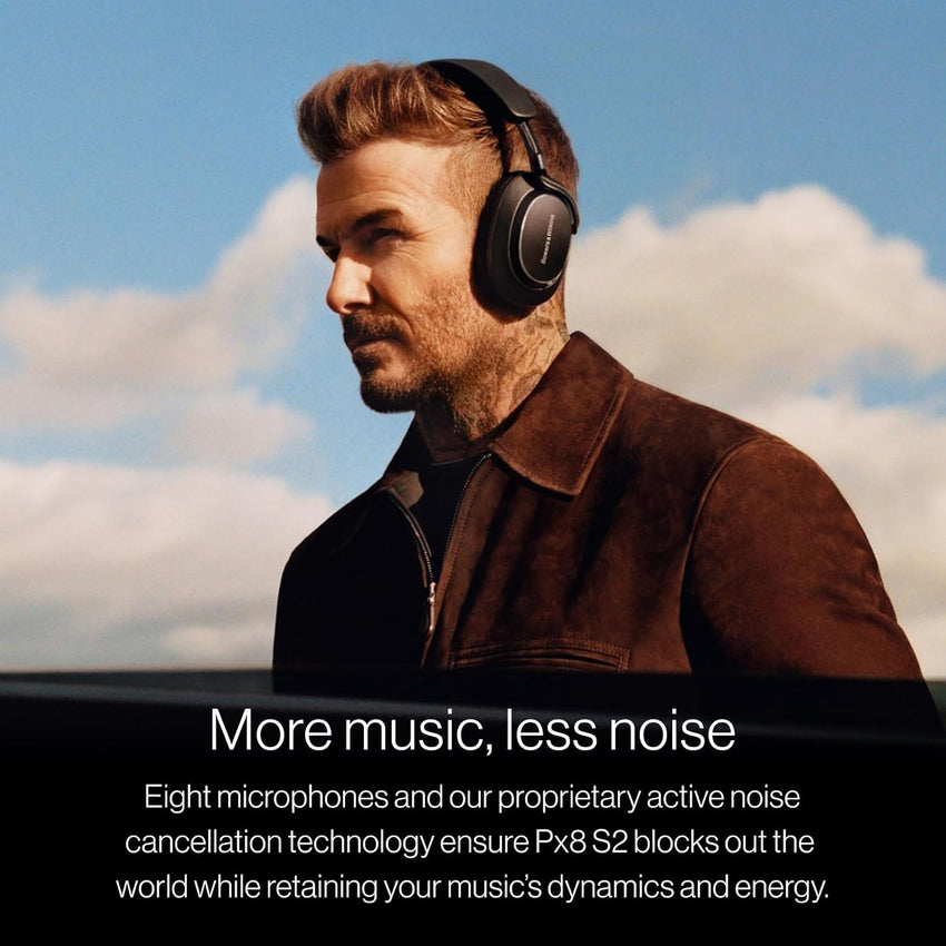 Bowers & Wilkins Px8 S2 Noise Cancelling Wireless Headphones with Bluetooth Audio, & Quick Charge, 30 Hours of High-Resolution Playback and Built-In Microphone - Onyx Black