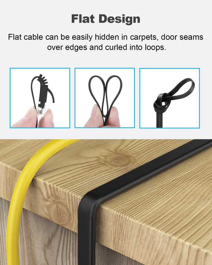 Yauhody CAT6 Ethernet Cable - 1m Black Pack of 6, High Speed Gigabit Internet LAN Patch Cable for TV, Gaming, Router