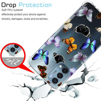 Yerebel Case for Oneplus Nord N200 5G, Clear Flexible Bumper TPU Soft Rubber Silicone Case, Butterfly Design, Drop & Scratch Protection