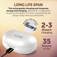Rechargeable In-Ear Sound Amplifiers (Pair) Touch Control Noise Reduction LED Charging Case Beige
