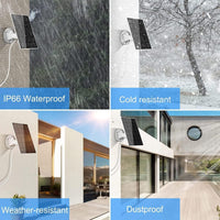5W Solar Panel With 360^0 Adjustable Mount and IP65 Waterproof Charger - USB Charging Cable for Security Camera, Micro and USB-C Port (1pcs)