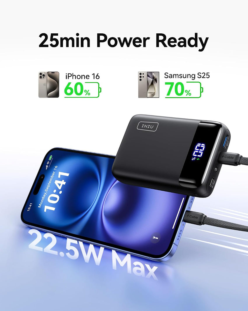 INIU Power Bank, Smallest 22.5W 20000mAh Portable Charger, USB C In & Out Fast Charging Mini Battery Pack, Mobile Phone Powerbank Compatible with iPhone16 15 14 13 12 Pro Max Samsung S23 iPad Tablet