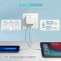 USB C Plug, 20W Power Adapter USB C Fast Charger UK iPhone Plug Dual Port USB+Type-C Charging Wall Plug Fast Charge for iPhone 15/15 Plus/15 Pro/15 Pro Max/14/13/12/11, iPad Pro/Air, Galaxy S24/S23