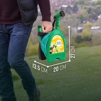 GloBrite Mini Hose Reel with 10m / 32ft Garden Hose Pipe Spray Gun & Adjustable Nozzle, Wall Mountable, Compact and Portable for Small Garden, Balconies, Watering for Pots and Outdoor Cleaning