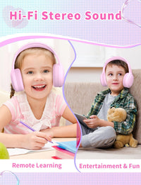 Xunpuls Kids Bluetooth Headphones,Foldable On Ear Wireless Headphone,Stereo Sound with MIC,10H Playtime,Bluetooth 5.3,Kids Wireless Headphones Over Ear for Kid Adult School Online Class (Pink)