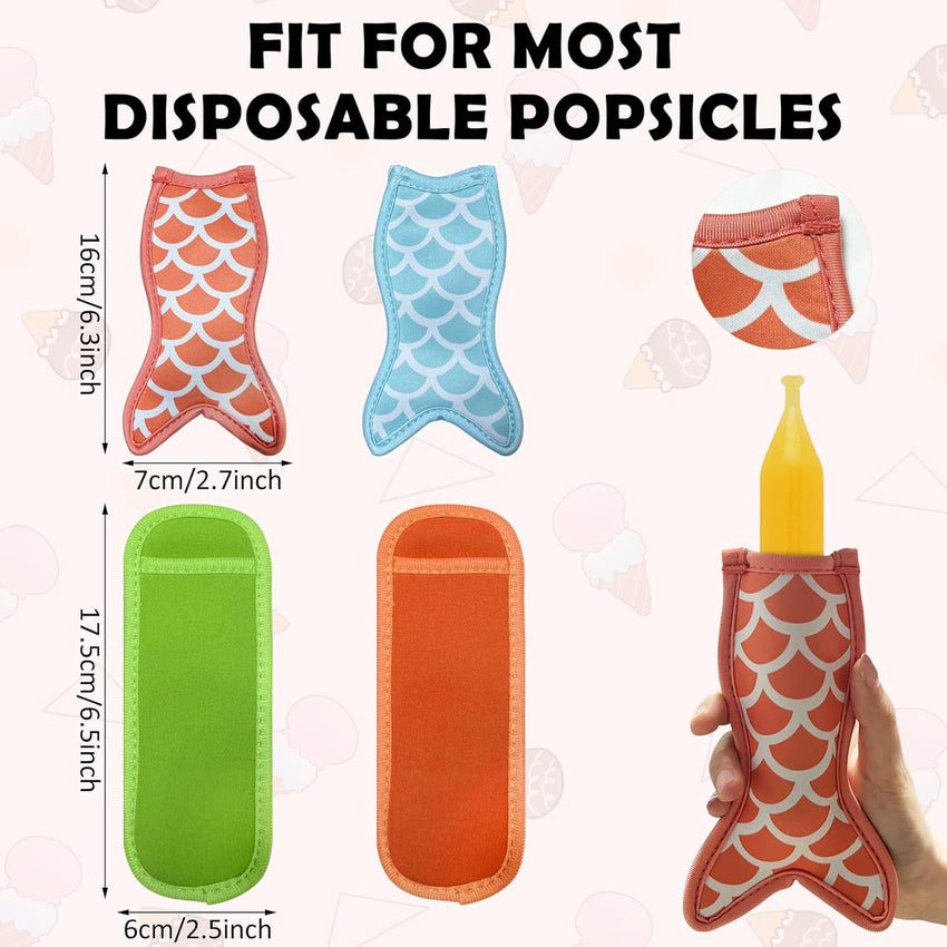 Popsicle Holders for Kids, 4pcs Drip Free Reusable Ice Cream Holders â Summer Pool Party