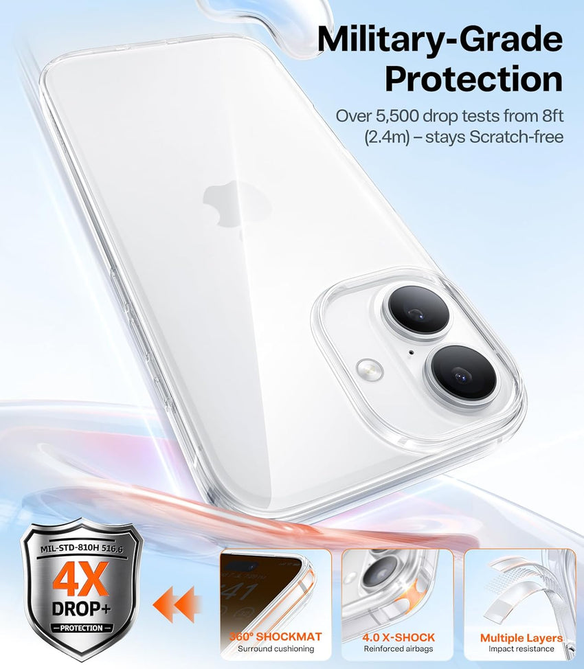 TORRAS Crystal Clear for iPhone 17 Case, NO.1 Anti-Yellowing Certified by RoHS [12FT Military-Grade Protection] Thin Slim Soft Case for iPhone 17 cover- Clear