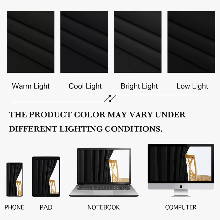Blackout Curtain Thermal Extra Wide Pencil Pleat for Hotel Black 94 x 96 Inch