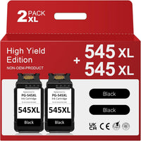 545 Black Ink Cartridge Remanufactured for Canon 545 Ink Cartridge, PG-545XL Black for Pixma TS3150 TS3350 TS3355 TS3100 TR4550 TR4551 iP2850 MX495 MG2950 MG3050 Printer (2 Pack)