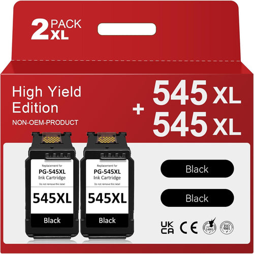 545 Black Ink Cartridge Remanufactured for Canon 545 Ink Cartridge, PG-545XL Black for Pixma TS3150 TS3350 TS3355 TS3100 TR4550 TR4551 iP2850 MX495 MG2950 MG3050 Printer (2 Pack)