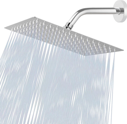 Rectangle Rainfall Shower Head 30x20cm Stainless Steel High Flow â Chrome