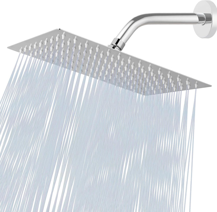 Rectangle Rainfall Shower Head 30x20cm Stainless Steel High Flow â Chrome