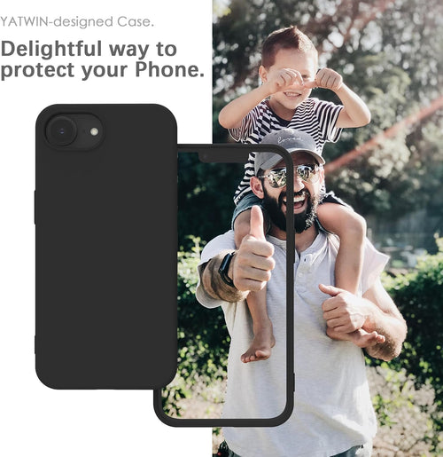 YATWIN Silicone Case for iPhone 16e, iPhone SE4 2025, Soft-Touch, Shockproof, DustProof, Antiskid Phone Cover for Apple iPhone SE 4th Generation - Black