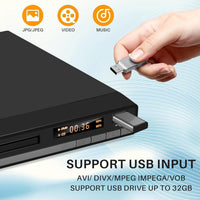HD DVD Player for TV, Multi Region DVD Player for Smart TV, HDMI/RCA Output Cable Included, 1080P, Breakpoint Memory, Built-in PAL/NTSC, CD Players for Home (Not Support Blu-ray Discs)