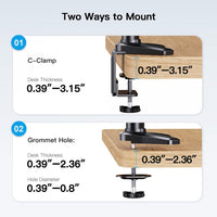 HUANUO Triple Monitor Stand Desk Mount for 17-32 Inch Screens, Adjustable Arms With Tilt, Swivel, 2 Mounting Bases, Each Arm Holds up to 8KG, VESA 75x75 100x100 Gaming