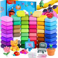 YILAIDA Air Dry Clay, 50 Colors Modeling Clay Ultra Light Non-Toxic Magic Air Drying Clay with Modeling Tools, Accessories and Booklet Art Craft Gift to Kids and Beginner