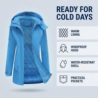 Women's Waterproof Softshell Jacket Fleece-Lined Warm XXL Long