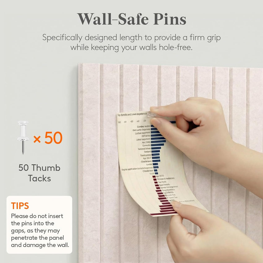 Felt Slatted Bulletin Board 120x90cm 12-Pack with Pushpins Oatmeal